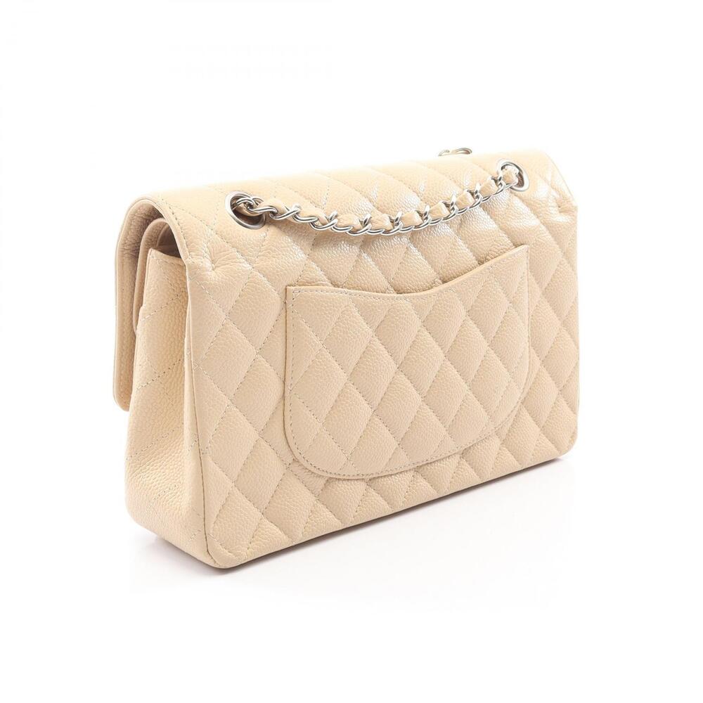 Chanel Beige Bag Calf Double Leather Matelasse Grained Flap Shoulder Tan